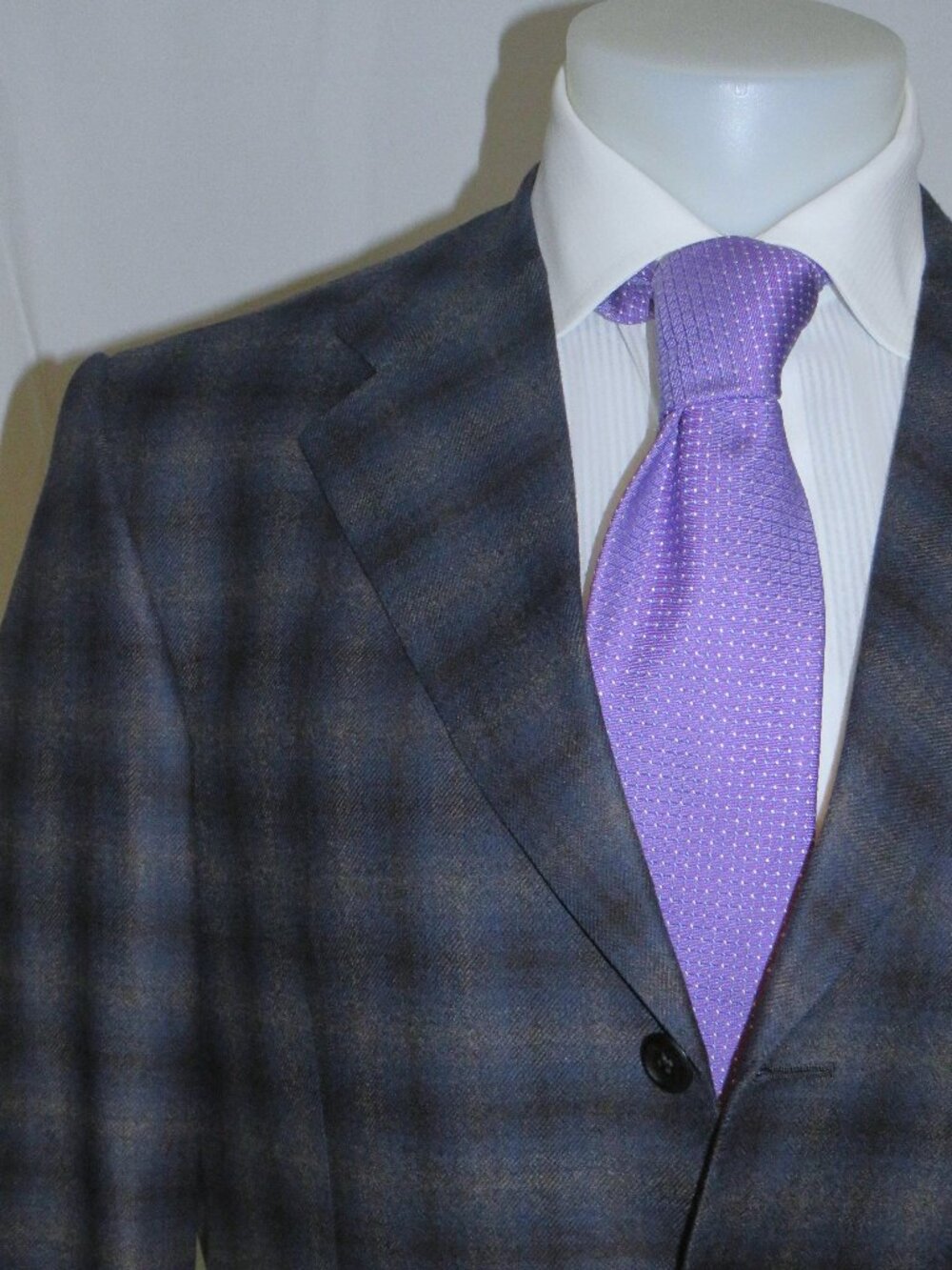 OXXFORD Crest Irvin Pure Escorial Wool Blue Plaid Three Button Sports Coat 42R